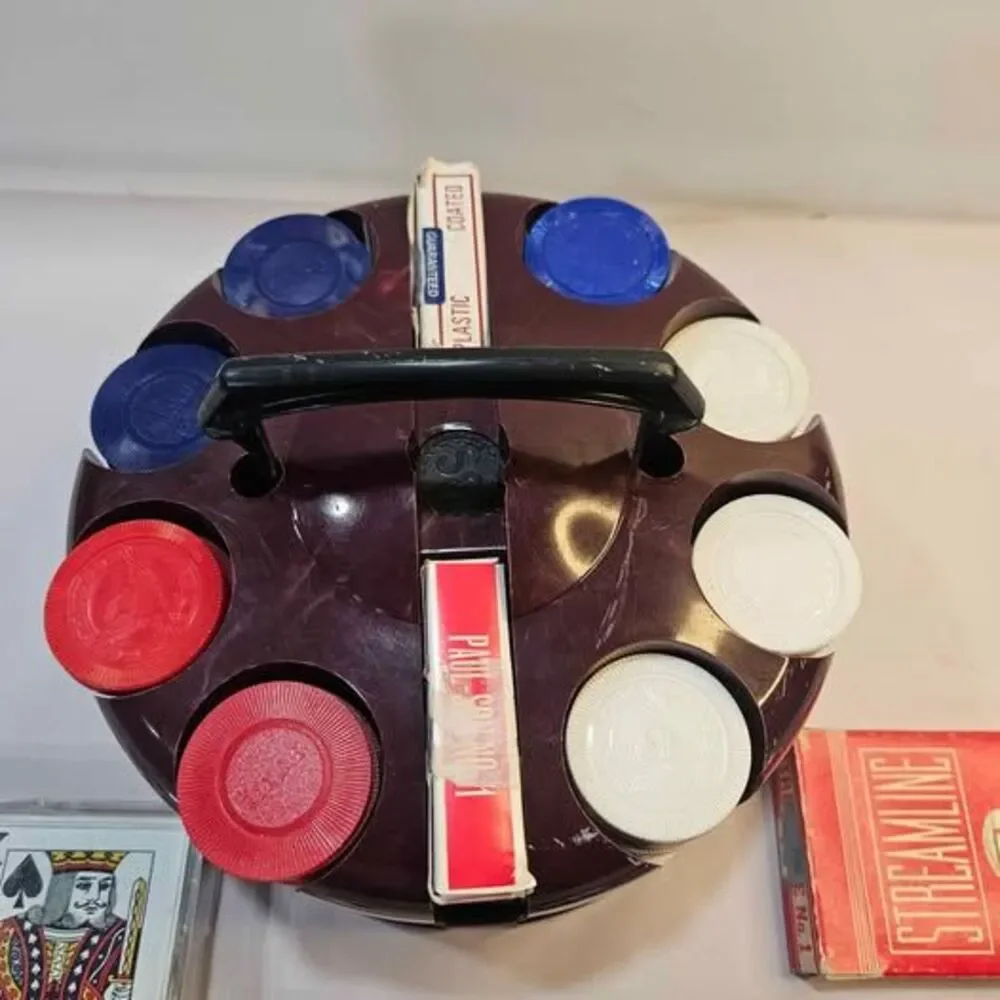 Vintage Hoyle & Streamline Poker Set with Carousel and Playing Cards